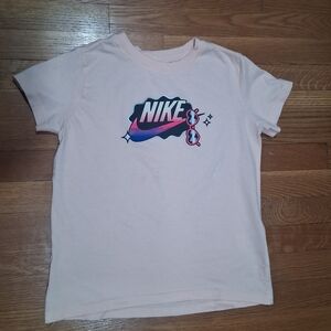 Large Nike Kids Light Pink T-Shirt with Colorful Logo